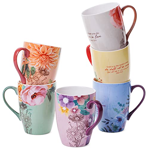 BTaT- Christian Coffee Cups, Set of 6, 12oz, Bible Verse Mugs, Christian Mugs, Bible Mug Set for Women, Christian Gifts, Inspirational Mugs for Women, Scripture Coffee Cups