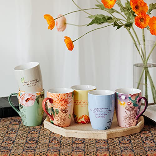 BTaT- Christian Coffee Cups, Set of 6, 12oz, Bible Verse Mugs, Christian Mugs, Bible Mug Set for Women, Christian Gifts, Inspirational Mugs for Women, Scripture Coffee Cups
