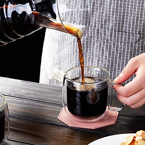 Unbreakable Double Walled Glass Coffee Mugs 10 fl oz, Microwave & Refrigerator Safe, Borosilicate Glass Insulated Coffee Mugs Set of 2 for Espresso, Cappuccino, Latte, Americano, Tea, Beverage