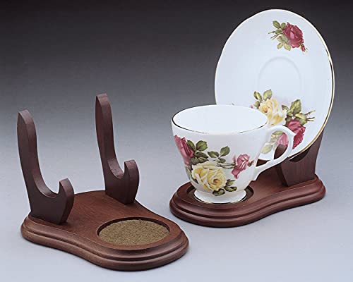 Wooden Tea Cup and Saucer Display Stand Set