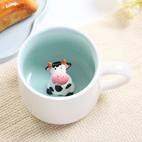 VANUODA Cute Cow Mug,3D Animal Tea Cup,Coffee Mugs, Graduation Valentines Mothers Fathers Day Easter Christmas Gifts for Women Mum Her Wife Grandma Gir Boy Kids Teacher Friend,Birthday Present Idea