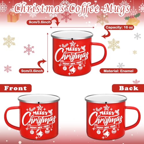 12 Pcs Christmas Enamel Winter Holiday Coffee Mugs with Quotes 12 oz Seasonal Merry Christmas Mugs White and Red Cups Funny Novelty Coffee Mugs for Women, Coworkers, Kids