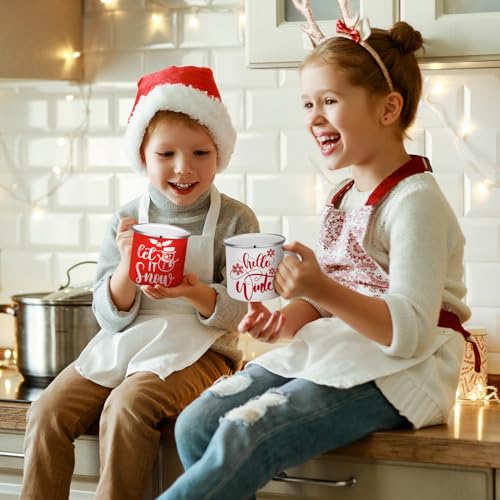 12 Pcs Christmas Enamel Winter Holiday Coffee Mugs with Quotes 12 oz Seasonal Merry Christmas Mugs White and Red Cups Funny Novelty Coffee Mugs for Women, Coworkers, Kids