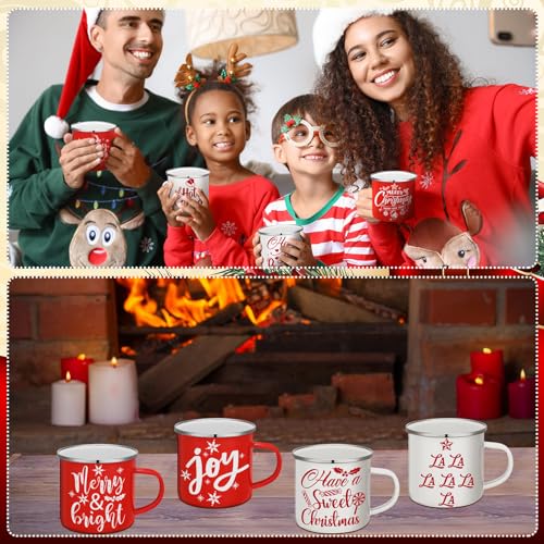12 Pcs Christmas Enamel Winter Holiday Coffee Mugs with Quotes 12 oz Seasonal Merry Christmas Mugs White and Red Cups Funny Novelty Coffee Mugs for Women, Coworkers, Kids