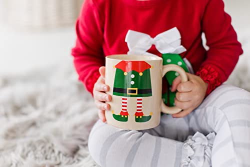 Pearhead Matching Christmas Mugs, Holiday Santa And Elf Mug Set, Christmas Home Décor, Holiday Gifts, Seasonal Coffee Cup Set of 2, Microwave and Dishwasher Safe, Holds 13 oz