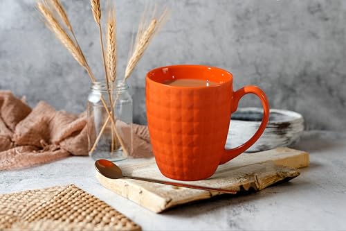 thexxlmug Coffee Mugs 15 OZ Set Of 6, Rainbow Coloured Geometric Diamond Cut Pattern Porcelain Mug Set, for Cappuccino, Mocha, Cocoa, Dishwasher, Microwave Safe, Multicolour