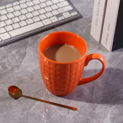 thexxlmug Coffee Mugs 15 OZ Set Of 6, Rainbow Coloured Geometric Diamond Cut Pattern Porcelain Mug Set, for Cappuccino, Mocha, Cocoa, Dishwasher, Microwave Safe, Multicolour