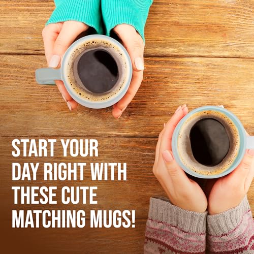 American Atelier Stackable Coffee Mugs 2 Pc Set | 14oz Ceramic Cups for Kitchen Countertop, Tabletop, Island, or Café Display | Gift for Tea & Coffee Lovers (Blue)
