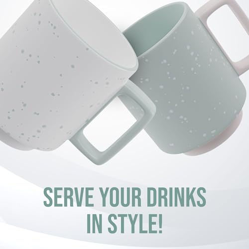 American Atelier Stackable Coffee Mugs 2 Pc Set | 14oz Ceramic Cups for Kitchen Countertop, Tabletop, Island, or Café Display | Gift for Tea & Coffee Lovers (Blue)
