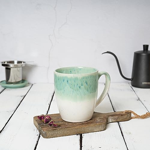 Bosmarlin Ceramic Tea Cup with Infuser and Lid, 16 Oz, 4 Color to Choose Dishwasher and Microwave Safe, Gradient Color Glaze, Steeping Tea Mug with Strainer (Green)