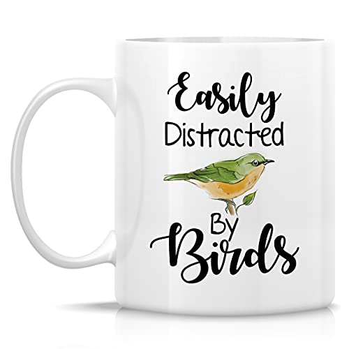Retreez Funny Mug - Easily Distracted by Birds Nature Lover Ornithology 11 Oz Ceramic Coffee Mugs - Funny Sarcasm Sarcastic Motivational Inspirational birthday gift for him her friend coworker dad mom