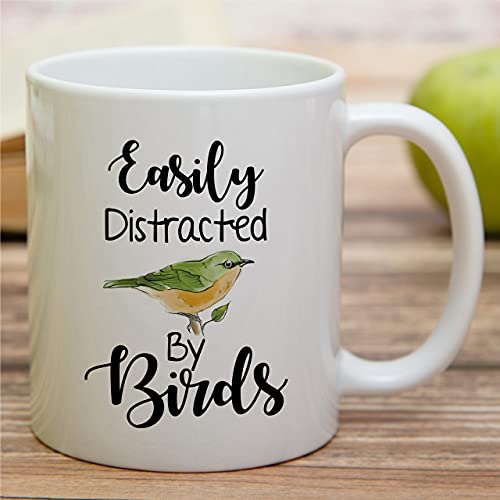 Retreez Funny Mug - Easily Distracted by Birds Nature Lover Ornithology 11 Oz Ceramic Coffee Mugs - Funny Sarcasm Sarcastic Motivational Inspirational birthday gift for him her friend coworker dad mom