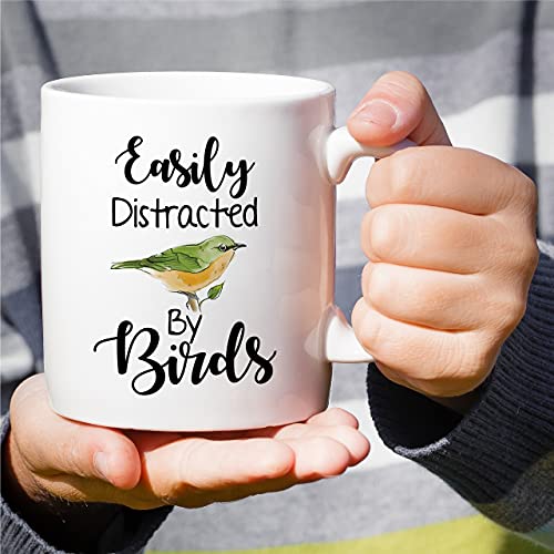Retreez Funny Mug - Easily Distracted by Birds Nature Lover Ornithology 11 Oz Ceramic Coffee Mugs - Funny Sarcasm Sarcastic Motivational Inspirational birthday gift for him her friend coworker dad mom