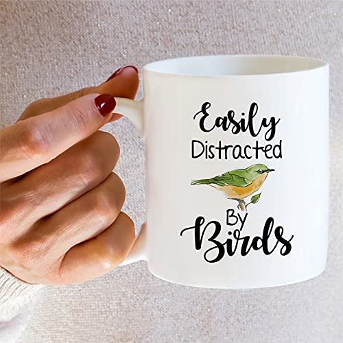Retreez Funny Mug - Easily Distracted by Birds Nature Lover Ornithology 11 Oz Ceramic Coffee Mugs - Funny Sarcasm Sarcastic Motivational Inspirational birthday gift for him her friend coworker dad mom