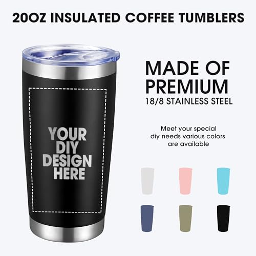 Personalized Custom Tumbler 20oz Stainless Steel Coffee Cup with Lid & Straw Double Wall Insulated Tumbler with Colorful Text Logo Photo