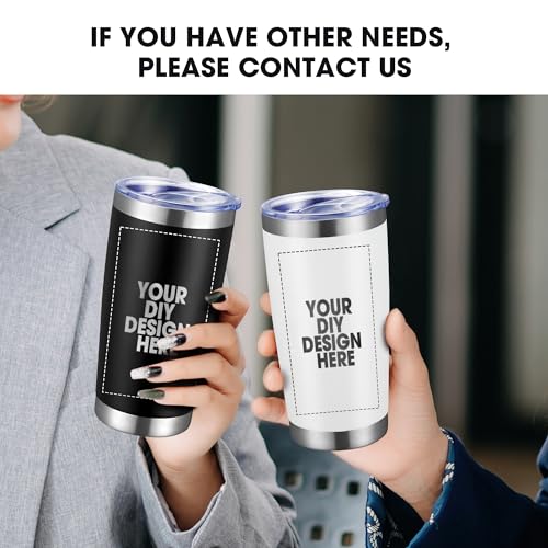 Personalized Custom Tumbler 20oz Stainless Steel Coffee Cup with Lid & Straw Double Wall Insulated Tumbler with Colorful Text Logo Photo