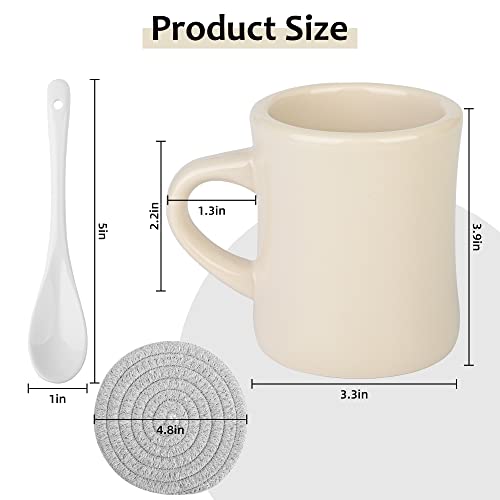 Ceramic Coffee Mug Set with Spoons & Coasters
