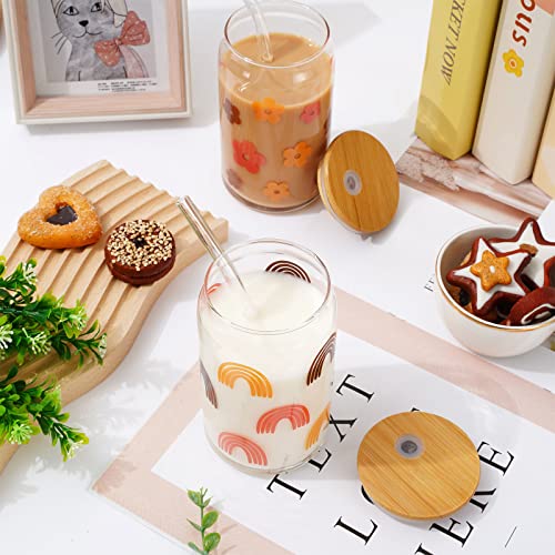 Boho 4-Pack Ice Coffee Cups with Lids