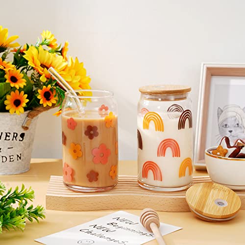 Boho 4-Pack Ice Coffee Cups with Lids