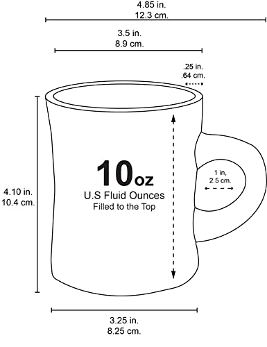 Retro White Ceramic Diner Mug - 10 Ounce