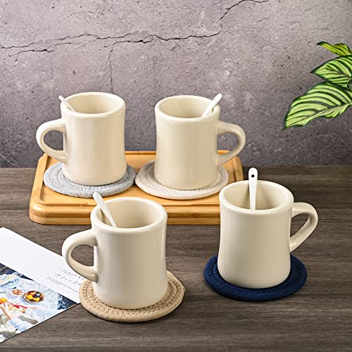 Ceramic Coffee Mug Set with Spoons & Coasters