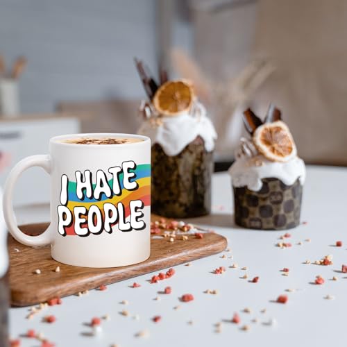 I Hate People Funny Coffee Mug for Introverts