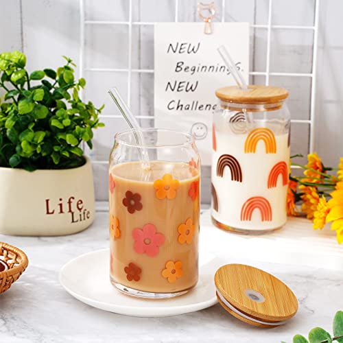 Boho 4-Pack Ice Coffee Cups with Lids
