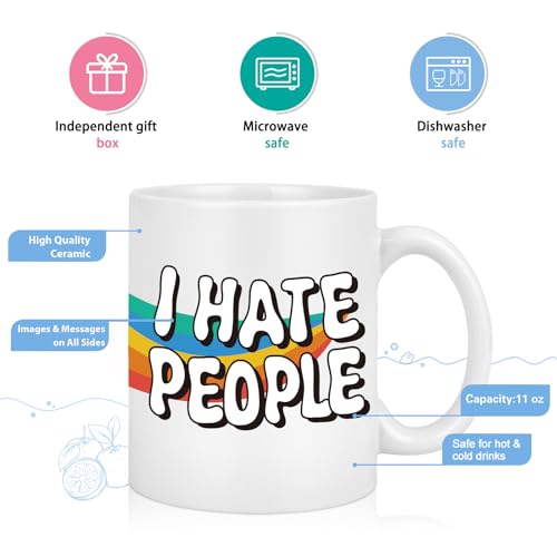 I Hate People Funny Coffee Mug for Introverts