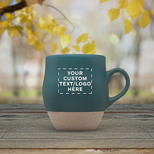 DISCOUNT PROMOS 10 Admiral Ceramic Mugs Set, 16 oz. - Customizable Text, Logo - Stoneware, Drinkware, Coffee, C-handle - Green