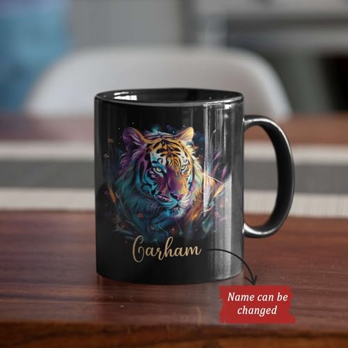 Novelty Customized Tiger In The Weeds Teacup, Wildlife Lover Present, Personalized Animal Themed Coffee Mug With Name, Unique Ceramic Mug Gifts For Tiger Lovers, Animal Lover Tea Mug