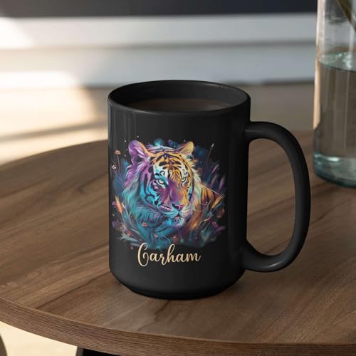 Novelty Customized Tiger In The Weeds Teacup, Wildlife Lover Present, Personalized Animal Themed Coffee Mug With Name, Unique Ceramic Mug Gifts For Tiger Lovers, Animal Lover Tea Mug