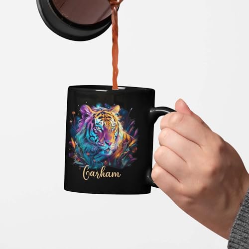 Novelty Customized Tiger In The Weeds Teacup, Wildlife Lover Present, Personalized Animal Themed Coffee Mug With Name, Unique Ceramic Mug Gifts For Tiger Lovers, Animal Lover Tea Mug