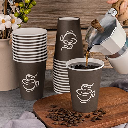 LITOPAK 240 Pack 12 oz Paper Cups, Disposable Coffee Cups, Paper Drinking Cups, Brown Disposable Cups, Paper Hot Coffee Cups, Paper Coffee Cups for Party, Picnic, Travel, and Events.