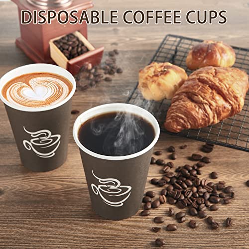 LITOPAK 240 Pack 12 oz Paper Cups, Disposable Coffee Cups, Paper Drinking Cups, Brown Disposable Cups, Paper Hot Coffee Cups, Paper Coffee Cups for Party, Picnic, Travel, and Events.