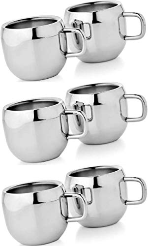 Set of 6 Stainless Steel Double Wall Mugs