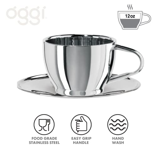 Oggi 12oz Insulated Coffee Cup with Saucer
