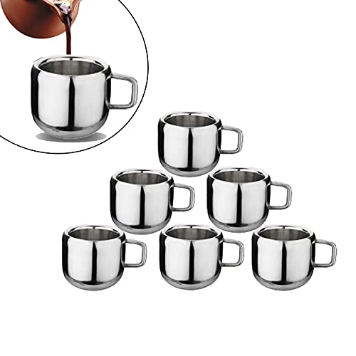Set of 6 Stainless Steel Double Wall Mugs