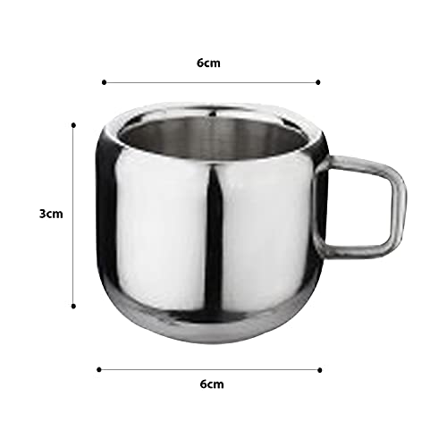 Set of 6 Stainless Steel Double Wall Mugs
