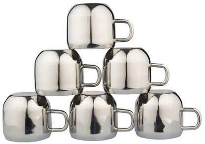Set of 6 Stainless Steel Espresso Coffee Cups
