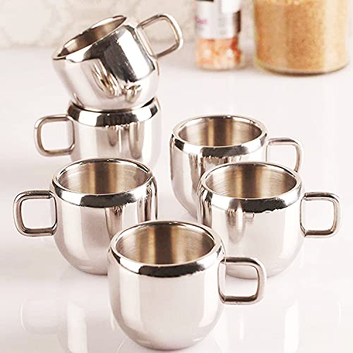 Set of 6 Stainless Steel Double Wall Mugs