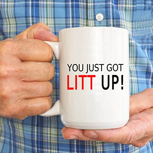 J.Ehonace You Just Got Litt Up 15oz Louis Litt Mug, Inspired by The Tv Show Suits, Double Side Printed White Coffee Mug Perfect Funny Gift for Suits Tv Show Fans