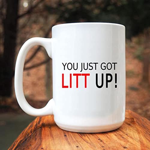 J.Ehonace You Just Got Litt Up 15oz Louis Litt Mug, Inspired by The Tv Show Suits, Double Side Printed White Coffee Mug Perfect Funny Gift for Suits Tv Show Fans