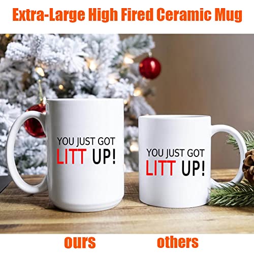 J.Ehonace You Just Got Litt Up 15oz Louis Litt Mug, Inspired by The Tv Show Suits, Double Side Printed White Coffee Mug Perfect Funny Gift for Suits Tv Show Fans