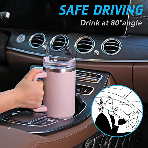 TaroKitc 40 oz Tumbler with Handle | Stainless Steel Insulated Iced Coffee Cup with Lids and Straw | Insulated Travel Mug | Keeps Cold for 34 Hours | Dishwasher Safe, BPA Free | LAVENDER