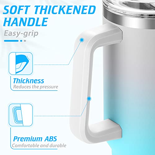 TaroKitc 40 oz Tumbler with Handle | Stainless Steel Insulated Iced Coffee Cup with Lids and Straw | Insulated Travel Mug | Keeps Cold for 34 Hours | Dishwasher Safe, BPA Free | LAVENDER