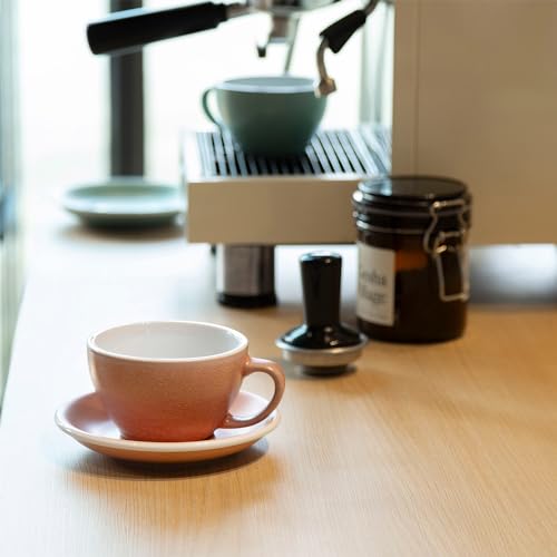 Loveramics Matt Cappuccino Cups, 10 oz Ceramic Latte Art Mug with Saucer, Thick-walled stoneware cup Set, Barista Latte Cup Set for Latte, Cappuccino, Tea - Mineral Colors (Cinnabar, 10OZ)