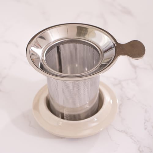 Urban Tokyo Tea Mug With Lid and Stainless Steel Infuser For Loose Leaf Tea Bag Tea Cup 15oz Porcelain Hot Beverage Everyday Use Home Office (Ryu Dragon)