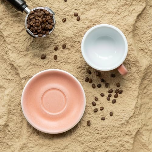 Loveramics Matt Cappuccino Cups, 10 oz Ceramic Latte Art Mug with Saucer, Thick-walled stoneware cup Set, Barista Latte Cup Set for Latte, Cappuccino, Tea - Mineral Colors (Cinnabar, 10OZ)