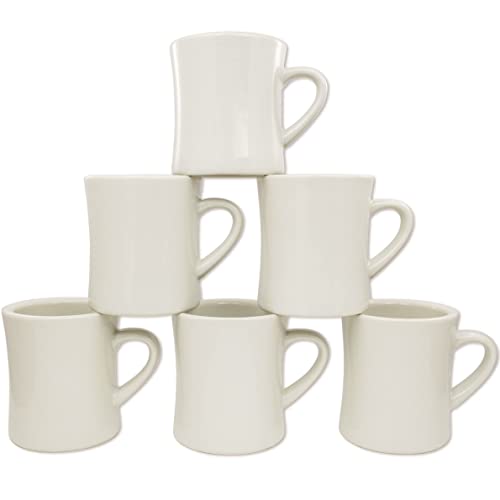 Retro Off White Stoneware Coffee Mug Set 6