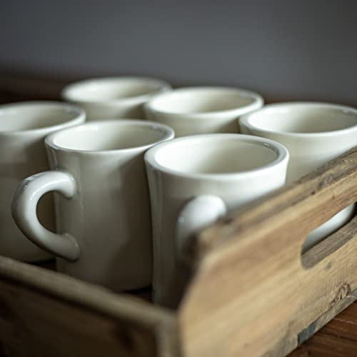 Retro Off White Stoneware Coffee Mug Set 6